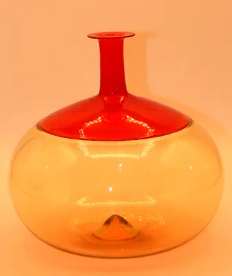 Murano Two Tone Art Glass Venini Bolle Vase Designed By Tapio Wirkkala Signed • $790