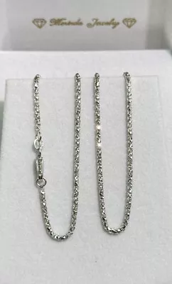 18k Solid White Gold Shiny Round Box Chain Necklace 16 Inches. 8.47 Grams • $745.75