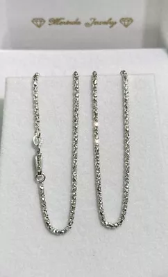 18k Solid White Gold Shiny Round Box Chain Necklace 18 Inches. 9.38 Grams • $824.60