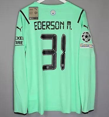 Manchester City 2021 2022 Goalkeeper Jersey Shirt #31 Ederson M. Ucl Puma • $125.99