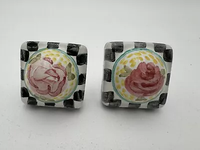 Mackenzie-Childs Petite Four Rose Majolica Decorative Knob.  Pair Of 2 W/screws • $34.87