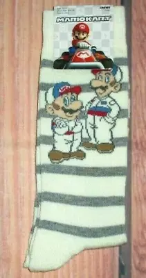 Mens Mariokart Mario Luigi Striped Crew Socks (shoe Size 6.5-12) • $7.90