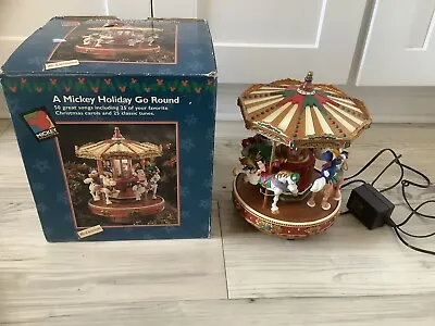 1996 Mr. Christmas Disney A Mickey Holiday Go Round Carousel -50 Songs W Box • $41.90