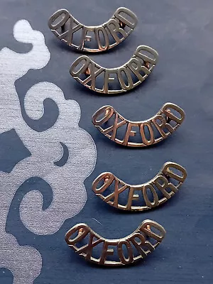 Five Oxford White Metal Shoulder Title Badges 45 Mm Each With 2 Lugs At Rear • £45