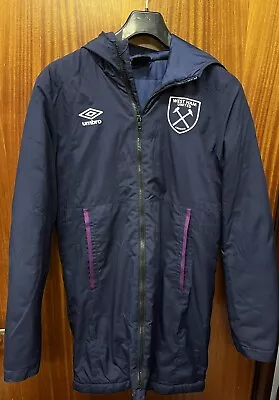 West Ham Coat Mens S Knee Length With Pockets And Fasten Via Zip With Hood Umbro • £16.99