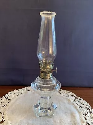 Vintage 9” Miniature -Clear Glass Oil Lamp- Removable Base-As Found- Chandelier? • $15