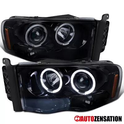 LED Halo Fit 2002-2005 Dodge Ram 1500 2500 3500 Smoke Projector Headlights Set • $121.99