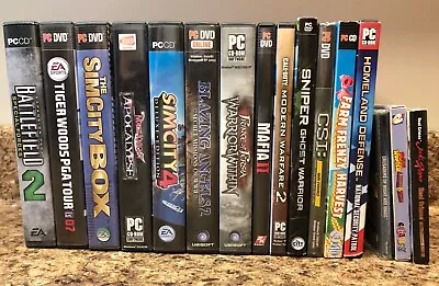 Huge Lot Of 16 PC Games Most Complete W/ Cases And Manuals - Must See!!! • $44.99