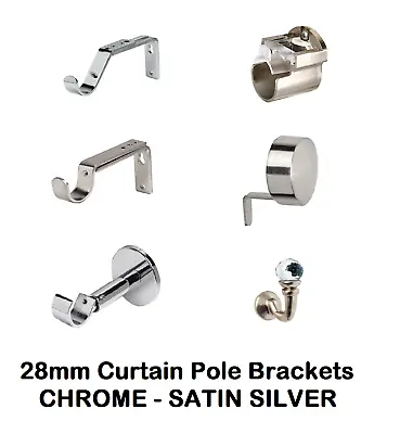 £7.95 • Buy Curtain Pole Brackets To Fit 28mm Diameter Poles, Various Styles & Tiebacks..