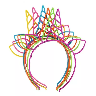 $5.34 • Buy 6 Mixed Color Plastic Unicorn Headband Hair Band Birthday Party Favors Supplies 