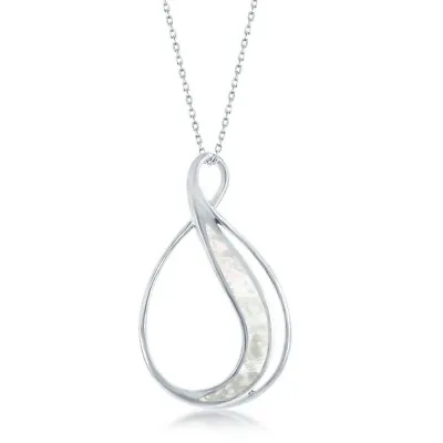 Sterling Silver White MOP Pear Shaped Pendant • $44.07