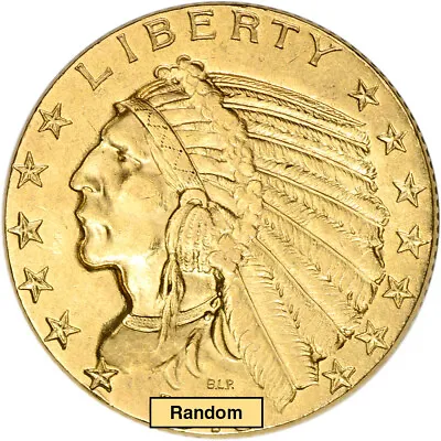 US Gold $5 Indian Head Half Eagle - AU Condition - Random Date • $684.73