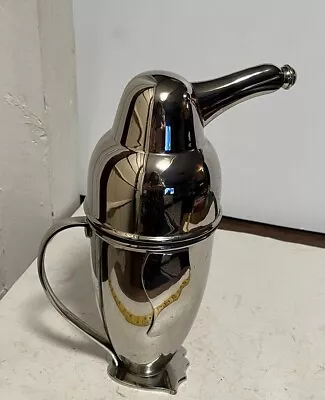 Vintage Penguin Cocktail Shaker Chrome Restoration Hardware 11  Tall • $35.96