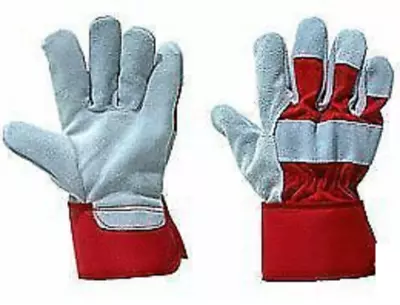 Pack Of 10 Premium Canadian Rigger Size 10 Gloves Heavy Duty Red Grey Leather • £27.50