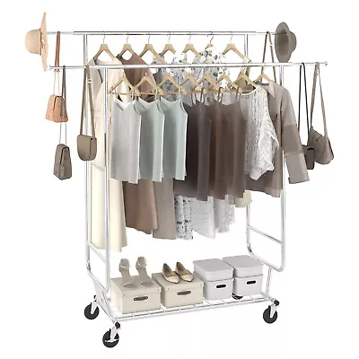 VEVOR Clothes Rack Heavy Duty Clothing Garment Rack Double Hanging Rod 600 Lbs • $83.99