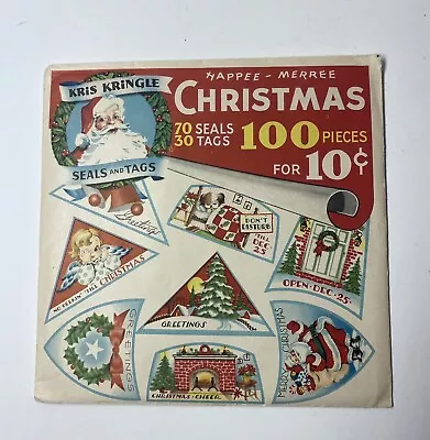 Vintage 1946  Kris Kringle  Happee Merree   70 Christmas Seals • $9