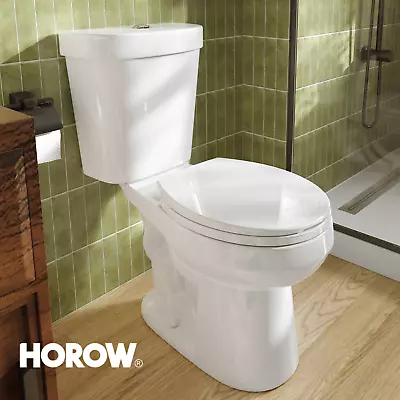 HOROW 2 Two Piece Toilet 17.5'' Tall ADA Height Round Dual Flush Toilet Retro • $195.99