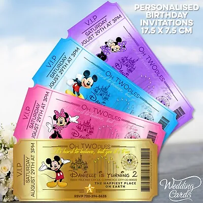 £1.06 • Buy Disney Birthday Invite Card Invitation Ticket Mickey & Minnie Mouse Personalised