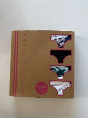 NIB! Set Of 4 Stripe & Stare Women's Sz M Modal Lace Trim Bikini Panties Swirl • $25.99