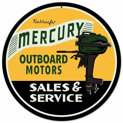 Mercury Outboard Motors Round Metal Sign • $39.95