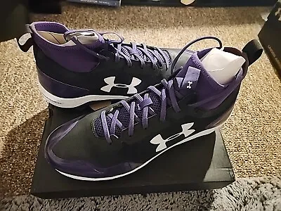 Under Armor Purp/Blk Heater MID ST Baseball/Softball Metal Cleats Men Size 11.5 • $35