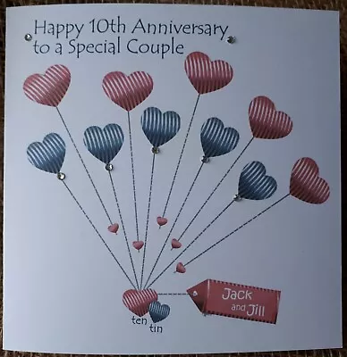 £3.40 • Buy Personalised Handmade Tin/10th Wedding Anniversary Card, Friends, Daughter, Son