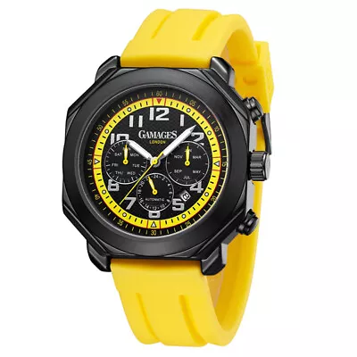 Mens Automatic Watch Yellow Contemporary  Silicon Strap Watch GAMAGES • £59.99