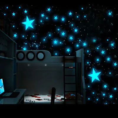$6.64 • Buy 100pcs 3D Wall Stickers Stars Glow In The Dark Luminous Fluorescent Kids Bedroom