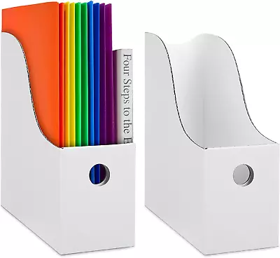 Dunwell White Magazine File Holder (2 Pack) - Sturdy Cardboard Magazine Holder  • $10.99