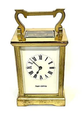 Brass Carriage Mantel Clock Timepiece MAPPIN & WEBB LTD : Working Order • $208.44