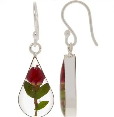 Shrieking Violet Sterling Silver Teardrop Rose Earrings • $45.46