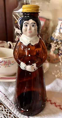 VTg Mrs. Butterworth Hand Painted Brown Glass Syrup Bottle Orig Price 29 Cents • $6