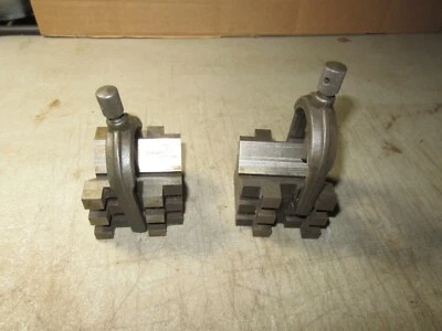 $67.99 • Buy 2 Vintage Brown & Sharpe Work Hold V Blocks & Clamps # 750-2 Good User Tools