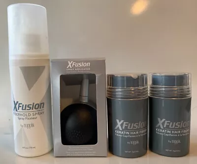 XFusion Keratin Hair Fiber (2) 0.53oz/15g Light Brown Color W/ Spray Applicator • $40