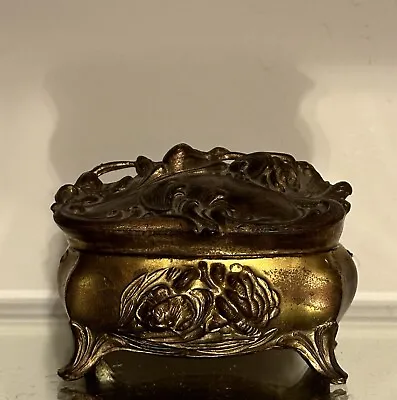 Vintage 1900's Trinket Box Jewelry Casket Footed Antique 3.5  Wide 2.5  Tall • $16