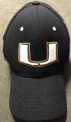 University Of Miami Hurricanes Zephyr Navy Fitted Ball Cap Hat Adult Small EUC • $13.99