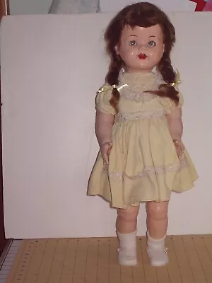 22” Vintage 1950's Ideal Saucy Walker Doll Auburn Braids Original Dress  • $30