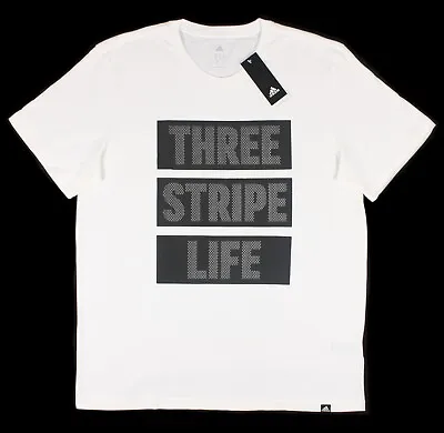 Men's Adidas Three Stripe Life Graphic T Shirt BP7607 White / Black  • $19.99