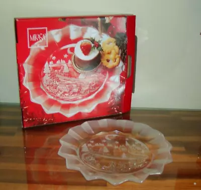 Mikasa Silent Night Round Plate Christmas Frosted Glass Serving 9.5  New • $20