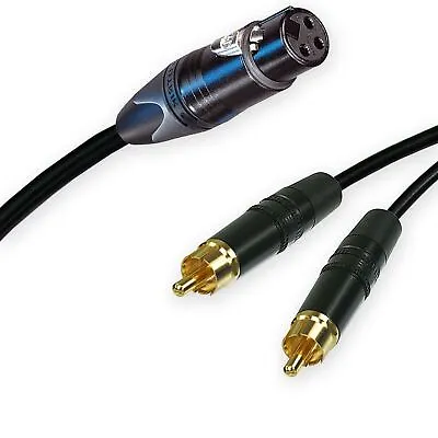 Neutrik Female XLR Split To 2 Dual RCA Phono Cable. Splitter Duplicator Lead 1m+ • £23.40