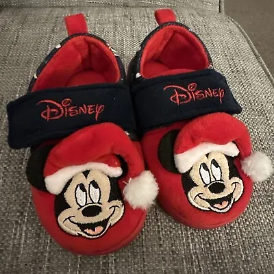 Disney Store Mickey Mouse Christmas Kids Slippers Size 7 VGC • £6