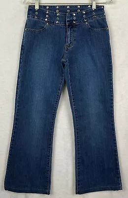 Bubblegum Y2K Womens Juniors 5/6 Flare Jeans Grommets Hemmed 29x28.5 • $19.99