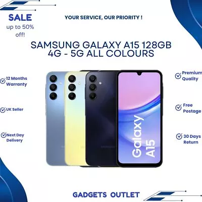 Samsung Galaxy A15-4G/A15-5G-128GB Dual Sim- Unlocked-Brand New Sealed With NFC • £108.99