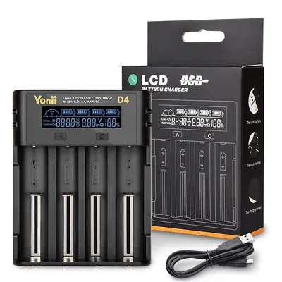 YONII Universal LCD Battery Charger For NiMH NiCd Li-ion 18650/21700 Battery • £17.39