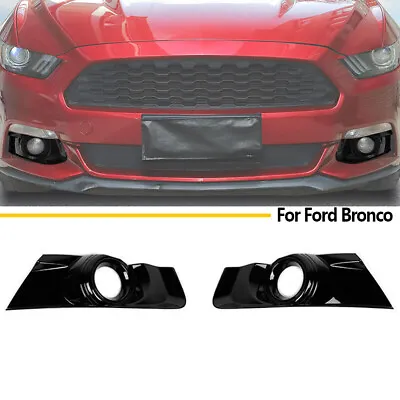 Glossy Black Front Bumper Fog Light Cover Decor Accessories For Ford Mustang 15+ • $31.99