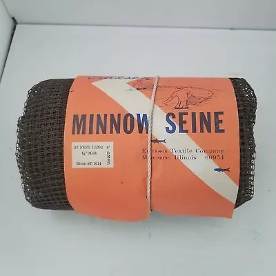 Vintage Ericksen Minnow Seine Net 4' × 10' 1/4  Mesh Nice Display Piece NOS • $44.95