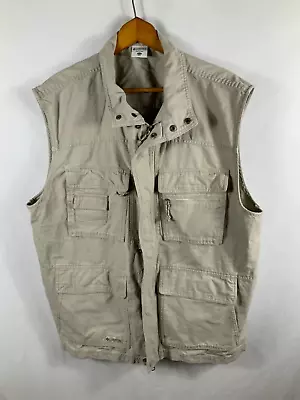 Columbia Vest Men’s XXL Zip / Snap Fishing / Hunting / Hiking  Beige Khaki Cargo • $29