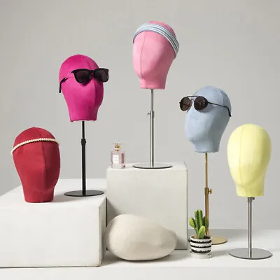 Velvet Mannequin Head For Wigs Making Hat Glasses Display Metal Stand Holder • $132.81