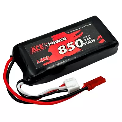 Ace Power 850mAh 2S 7.4v 30C Soft Case LiPo Battery W/JST Plug • $28