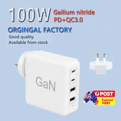 $21.99 • Buy GaN 100W Wall Charger Quick Charging QC PD Type C 4 USB Power Adapter AU Plug